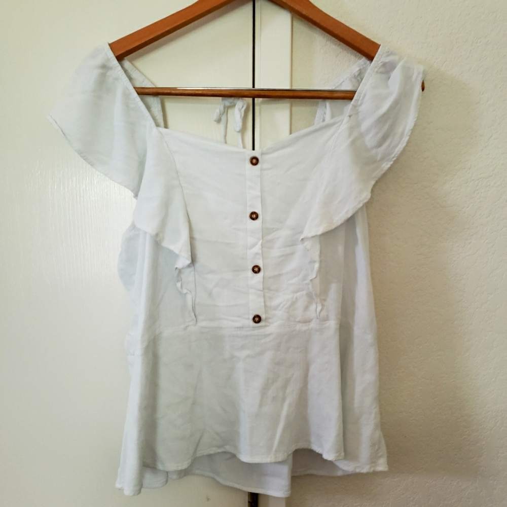 White flutter sleeve Tank XL